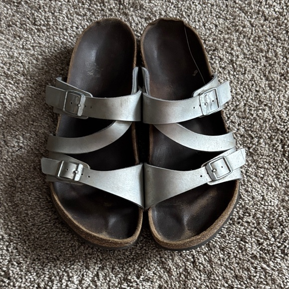 Birkenstock Shoes - Birkenstock Metallic Silver Sandals